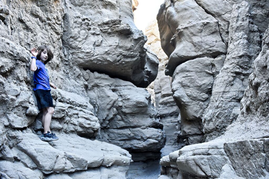 Narrow passage through the Slot Canyon Trail in Anza-Borrego Desert State Park