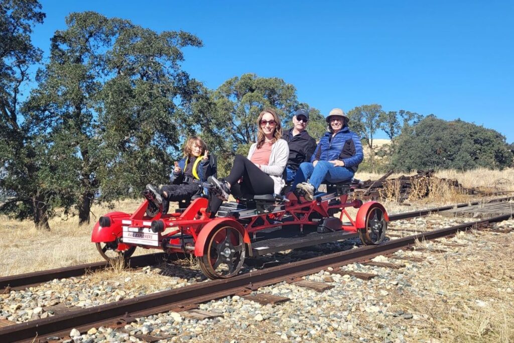 Riding the Rail Explorers quad rail bike through Amador County, CA