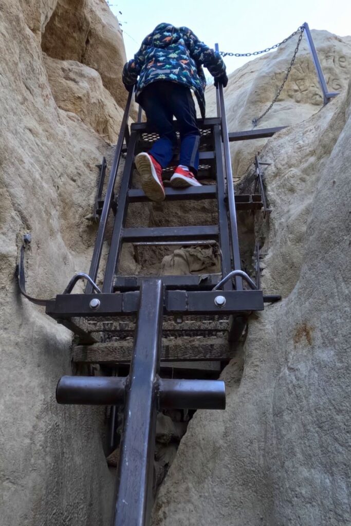 Climbing Annie's Canyon Ladder