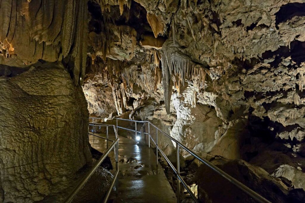 Walkway near the start of Lake Shasta Caverns Tour