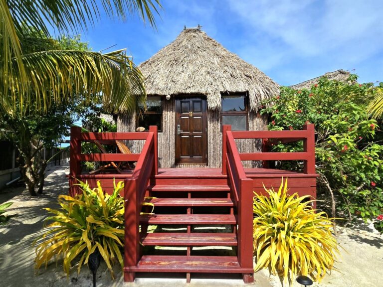 El Ben Cabanas on the north side of Caye Caulker, Belize. Deluxe Queen Ocean View room.