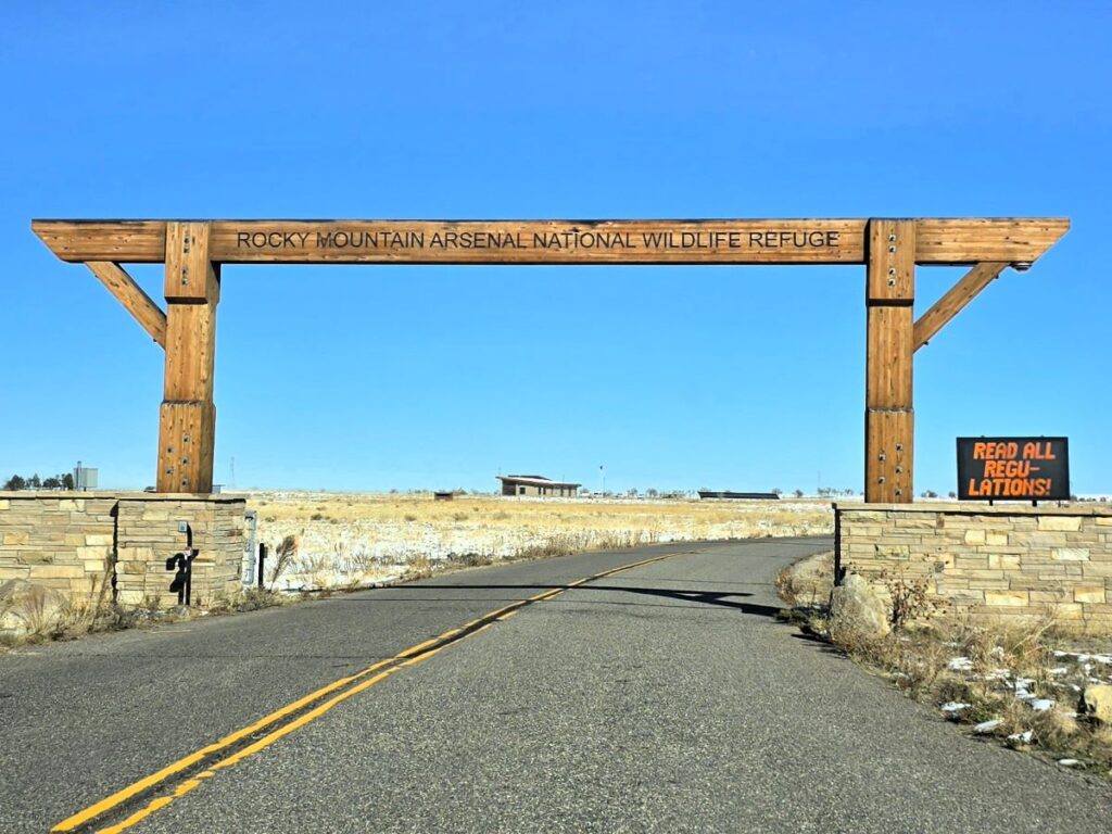 Entrance to the Rocky Mountain Arsenal National Wildlife Refuge in Denver, Colorado