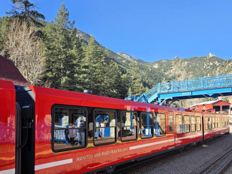 Pikes Peak Cog Railway train in Manitou Springs, Colorado